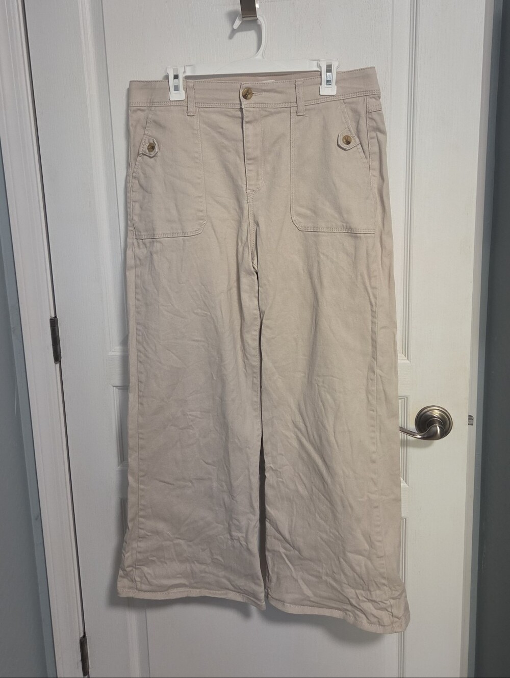Curve Appeal Wide Leg Pants Khaki High Rise Comfort Waist Stretch Women's 14/33